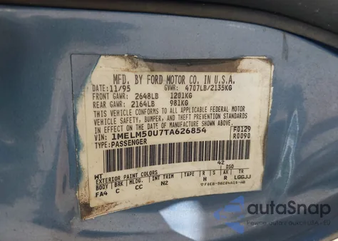 1999 Mercury Sable Ls from USA, damaged, VIN 1MEFM53S9XG603893